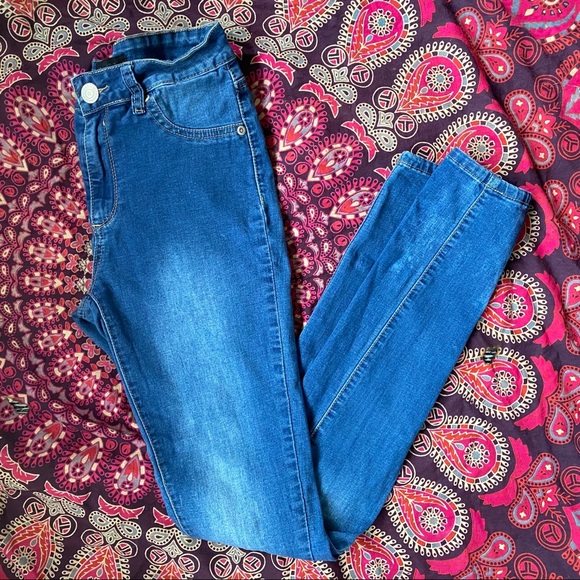 LEAVING SOON‼️ High Rise Skinny Jeggings Mom Jeans Faded Denim Stretch Highrise - Picture 3 of 12